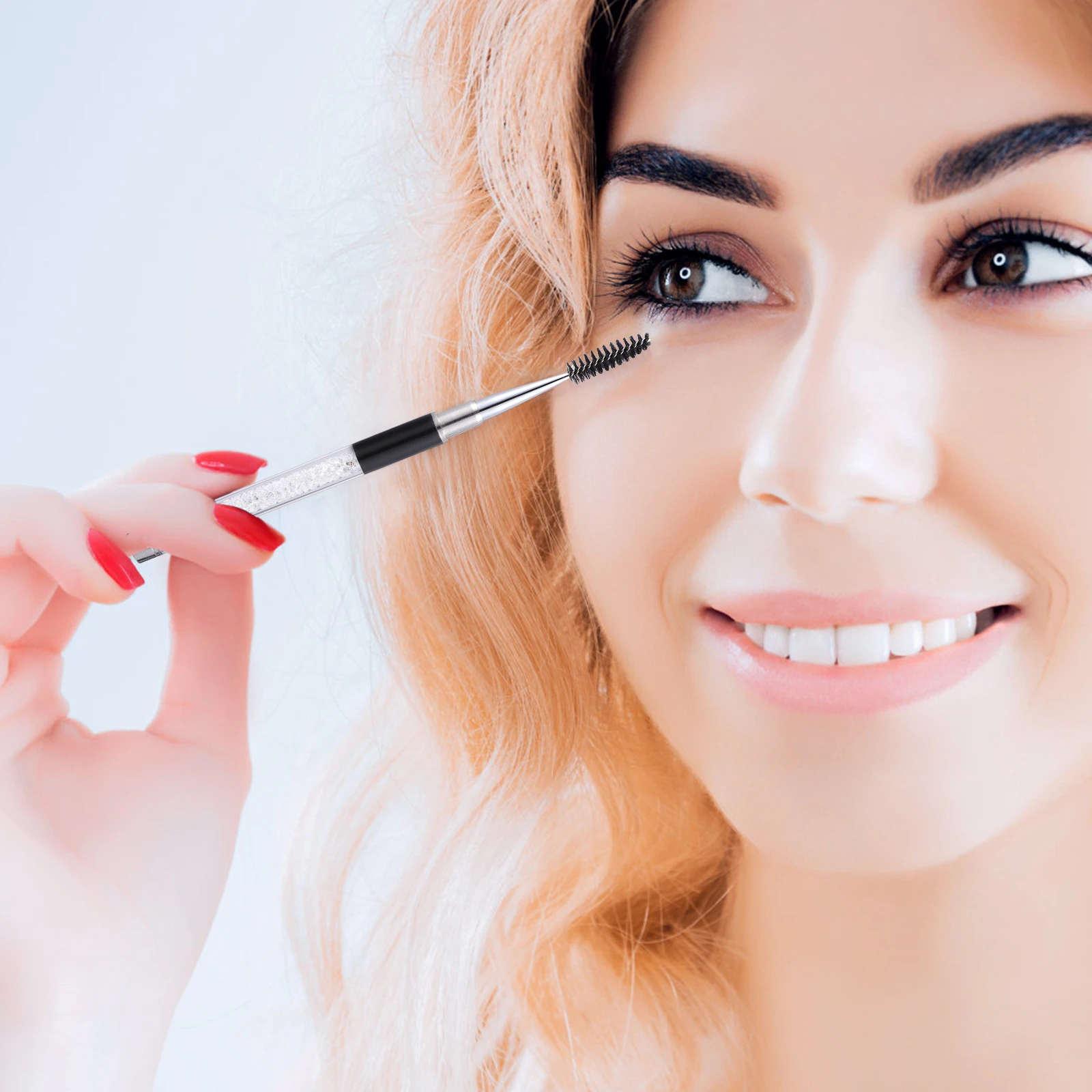 Brosse à Mascara, couvercle de protection, Portable, Type vis à cils, peigne, sourcils, fibres artificielles, plastique, pinceaux de maquillage de voyage