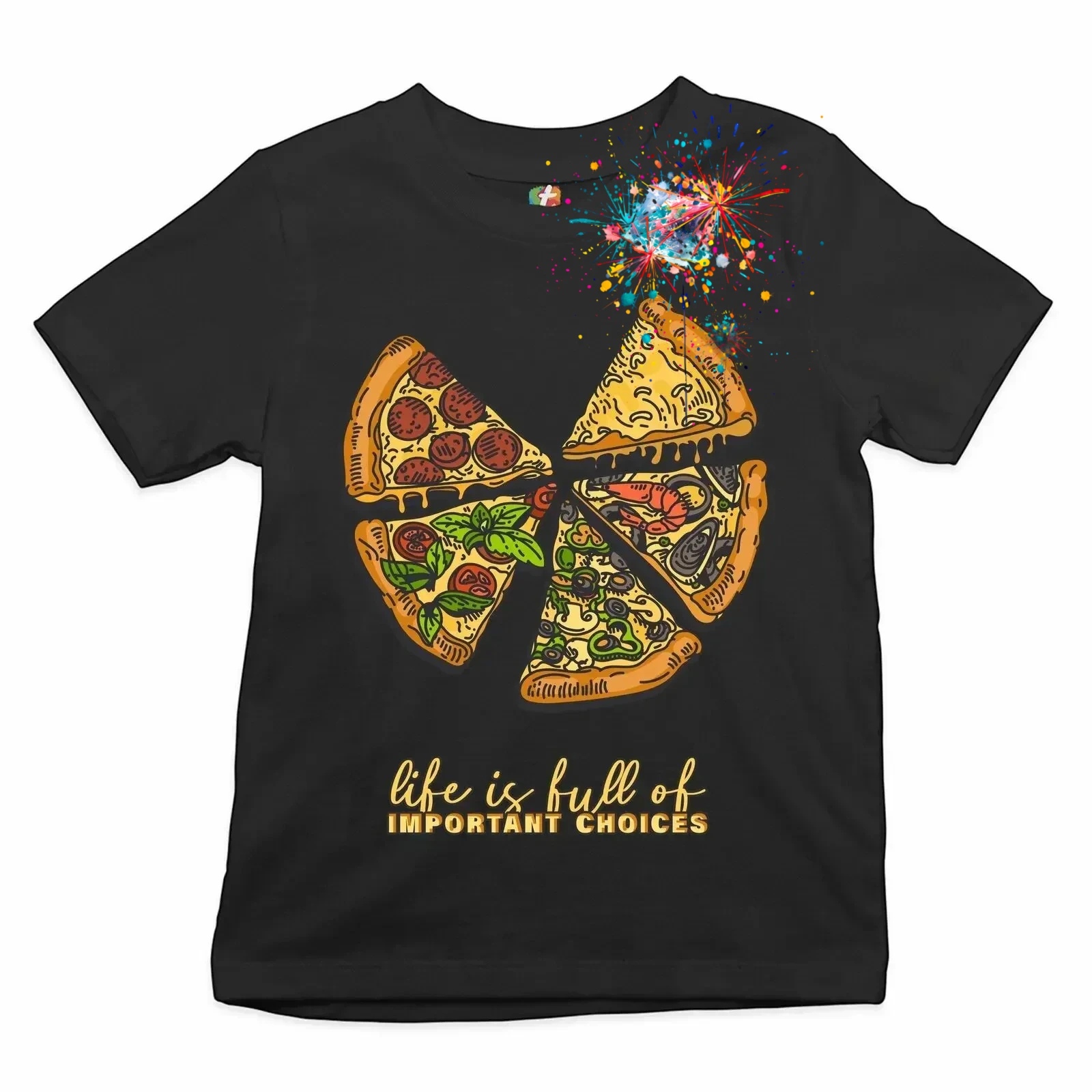 

Life Is Full of Important Choices Забавная футболка Pepperoni Pizza из 100% хлопка с круглым вырезом Летняя повседневная мужская футболка с коротким рукавом