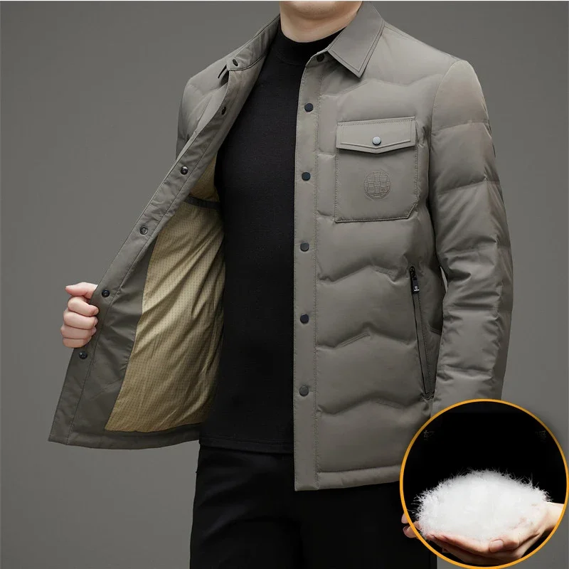 

Lightweight Down Jacket for Men's Autumn and Winter 2023 New Polo Collar Shirt Collar Minimalist Warm Jacket