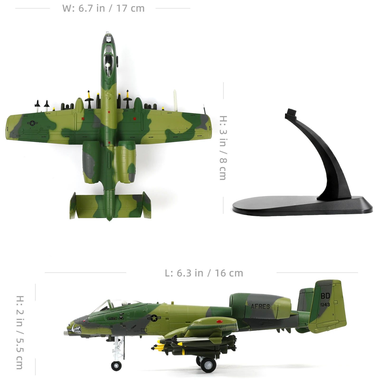 NUOTIE 1/100 A-10 Attack Thunderbolt II (Warthog) Pre-Build Diecast Metal Aircraft Model Kits Replica Military for Display Colle