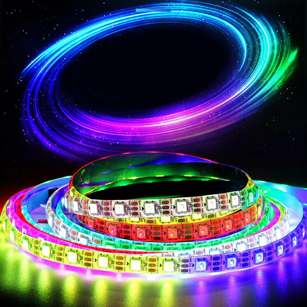 WS2812 RGB Led Strip Lights WS2812B Individually Addressable Black/White PCB IP30/IP65/IP67 5V 1M/5M