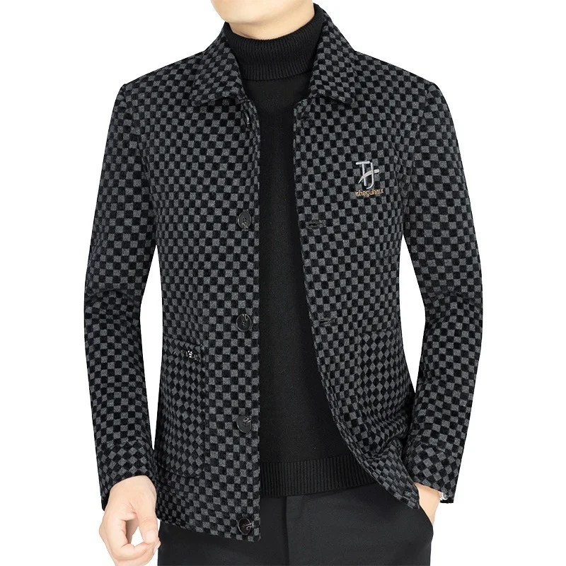 

Новые осенние мужские кашемировые пиджаки в клетку, костюмы, куртки, шерстяные деловые повседневные костюмы, пальто, тонкие пиджаки, пальто, мужская одежда