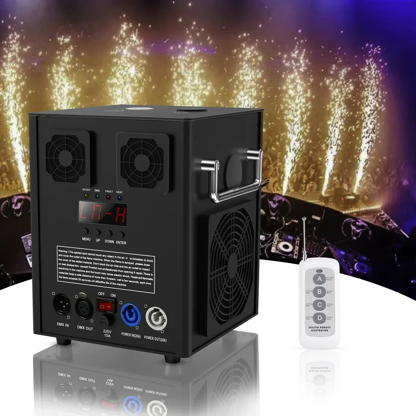 600W Cold Sparks Machine Flightcase Indoor Outdoor DJ Party Wedding Stage Equipment Wireless Remote Firework Machine