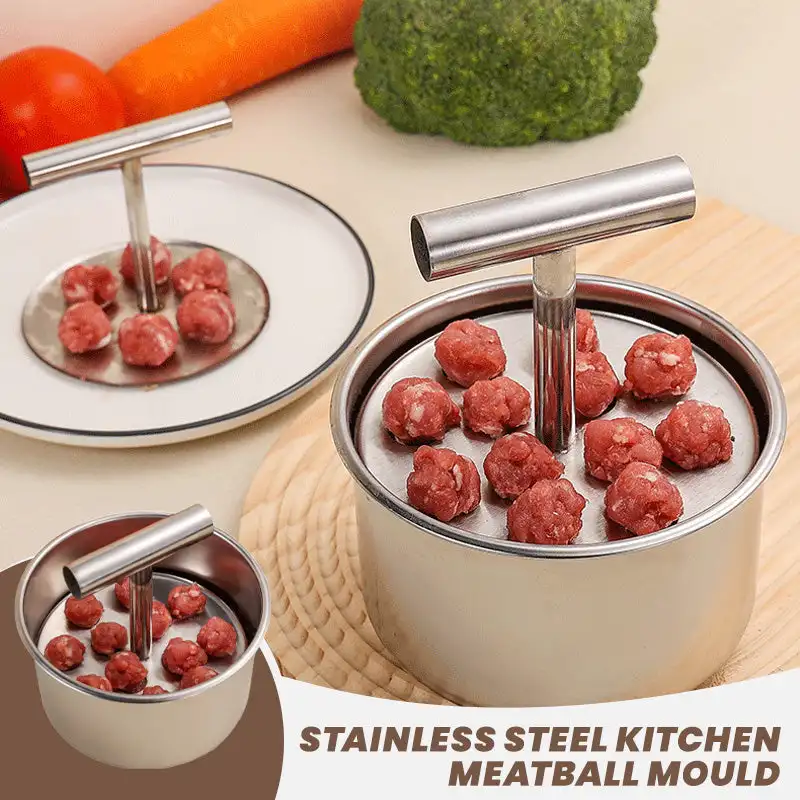 Stainless Steel Meatball Press Mould 6/12 Holes Meatball Maker Kitchen Household Hand Extruded Meatball Making Tools Meat Shaper