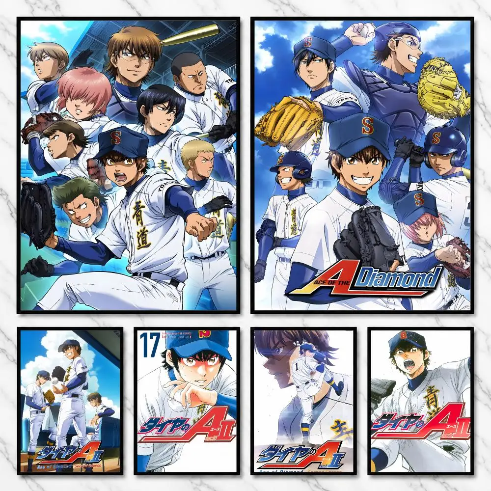 Ace of Diamond Baseball Anime Pitcher League Series Poster Self-Adhesive Unframed Fashion Wall Prints for Office & Home Decor