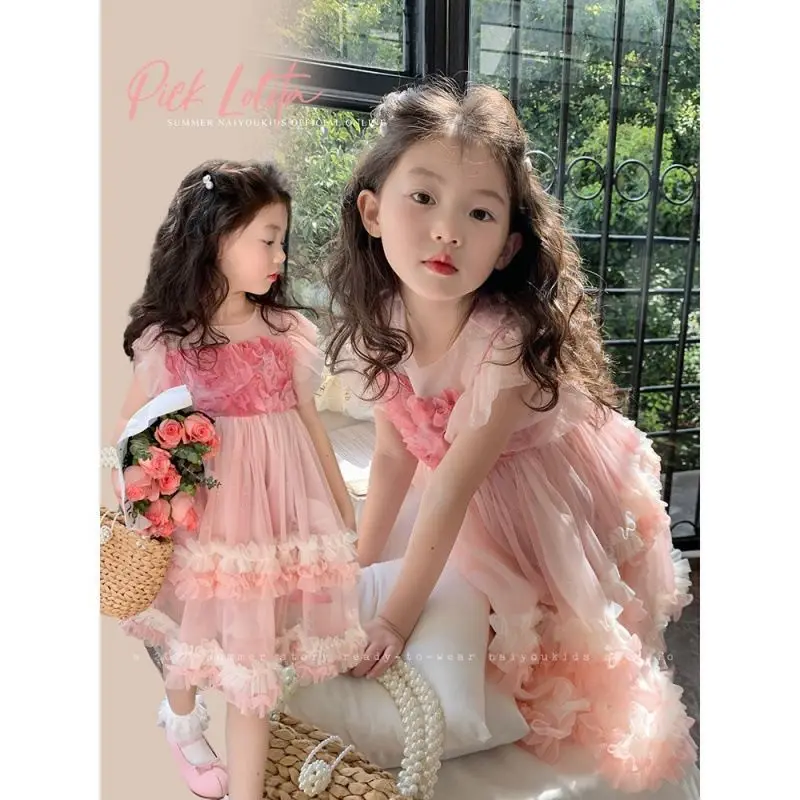 

Girls' Summer Dress2025New Princess Children's Tulle Dress for Girls