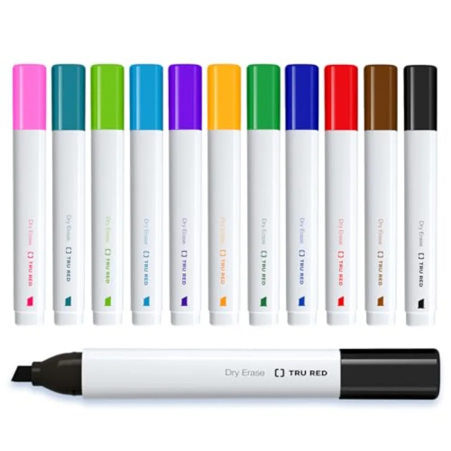 

Staples Tank Dry Erase Markers Chisel Tip Asst 12/Pack