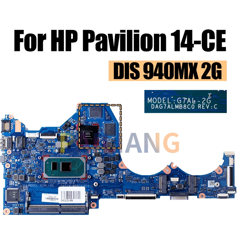 Imagem -04 - Pavilhão 14-ce Placa-mãe Laptop Dag7almb8c0 L67082601 L67082-601 i3 i5 10 940mx 2g Testado Completo hp