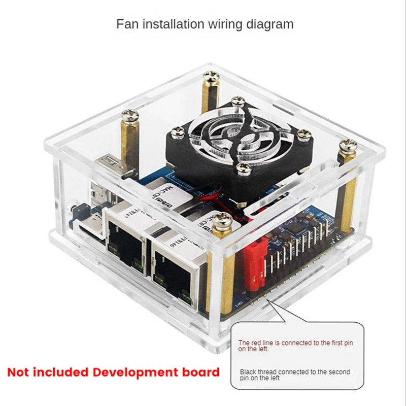 For Orange Pi R1 Plus LTS Case Acrylic Enclouse Shell Replacement With Cooling Fan For Orange Pi Development Board Protective