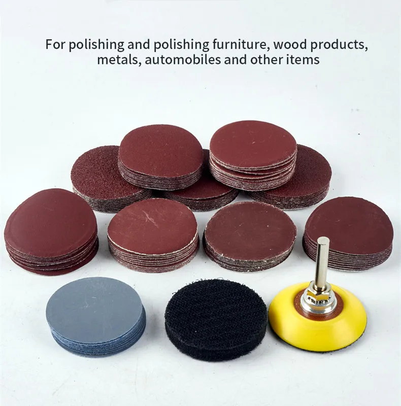 Kit de disques de papier de verre, roue de polissage de 1 2 3 pouces avec plaque de tampon de polissage abrasif pour outil de ponceuse rotative, papier de ponçage, 52/102 pièces