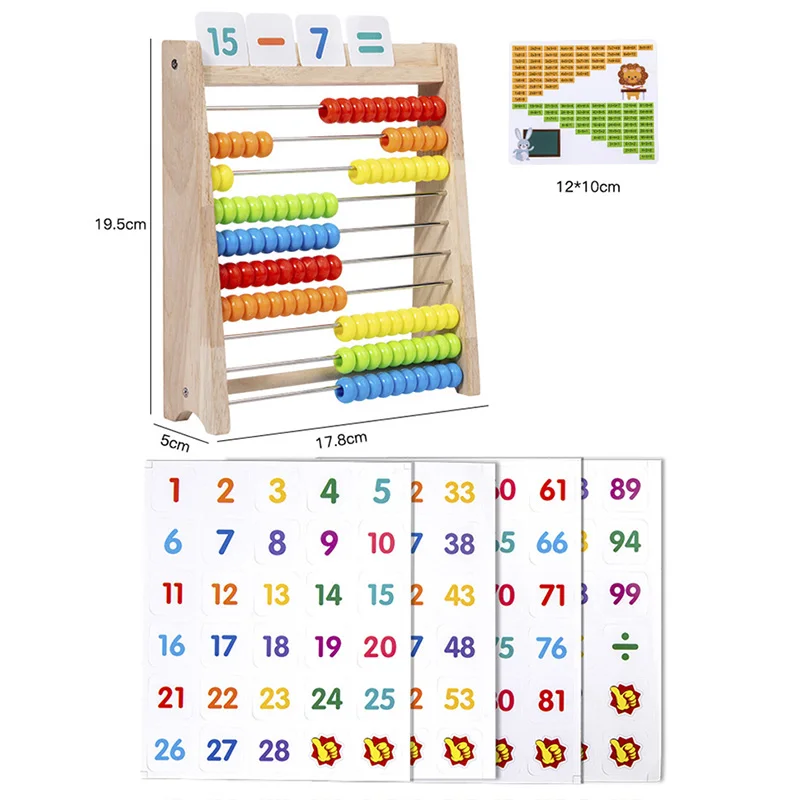 Cadre de calcul en bois, support arithmétique à dix niveaux, opération d'addition et de soustraction pour enfants, jouets mathématiques, jouets éducatifs Montessori