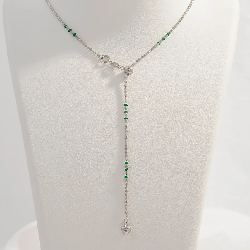 

Exclusive Design Colorful Bead Necklace, S925 Sterling Silver K-pop Inspired Adjustable Choker, Viral Ins Dainty Jewelry Gift