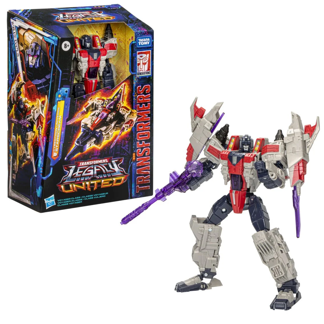 Hasbro-Starscream Modelo de Brinquedo, Transformers Legacy, United Classe Voyager, Universo Cybertron, Figuras de Ação Anime, Em Stock