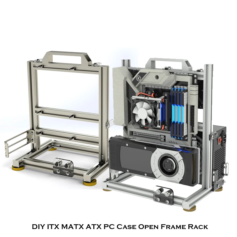 خزانة ألعاب MOD، حافظة ITX MATX ATX PC ذات إطار مفتوح، هيكل ألعاب الكمبيوتر المكتبي المبرد المائي، شخصية عمودية