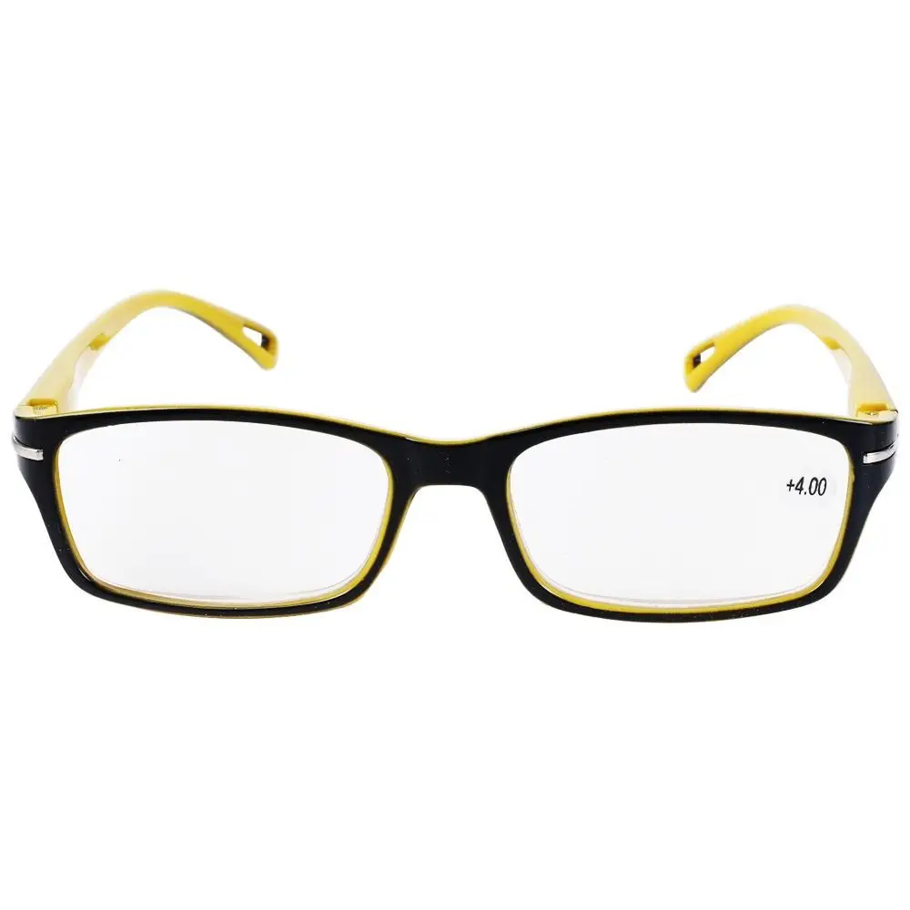 PC Plastic Reading Glasses Rectangle Decorative Glasses Anti Eyestrain Reading Glasses Yellow Presbyopia Eyeglasses