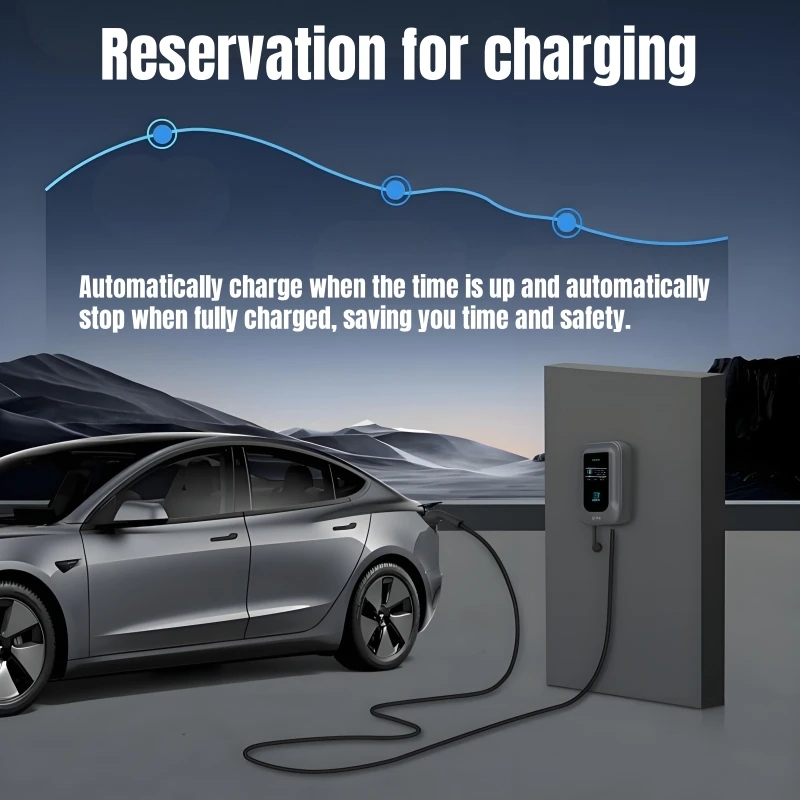 شاحن سيارات كهربائية نوع 1 EVSE Wallbox 32A 7KW 1Phase SAE J1772 شحن السيارة الكهربائية مع بطاقة APP التحكم للسيارة الكهربائية #4
