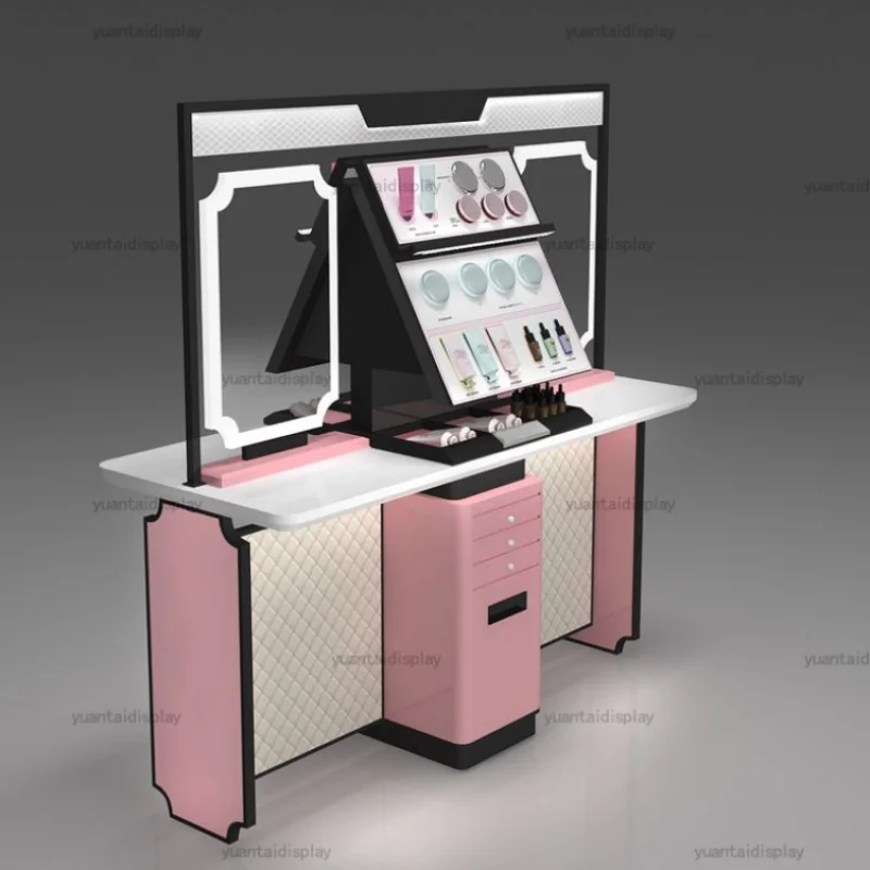 Custom. commercial beauty cases make up stand showcase retail shop decoration cosmetic display cabinet