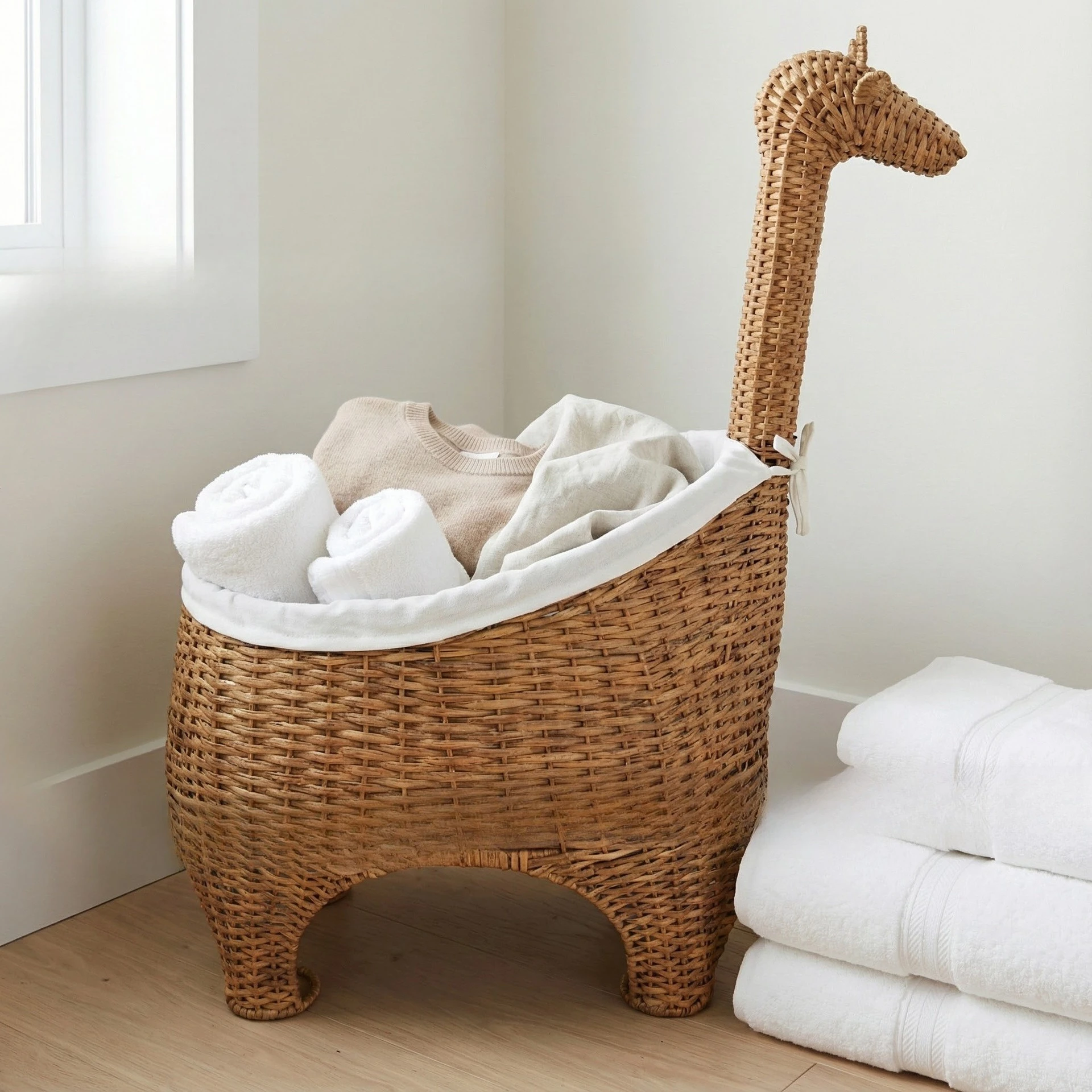 Handwoven Animal Ornament Rattan Giraffe Cartoon Toy Storage Basket Sundries Storage Box Rattan Basket