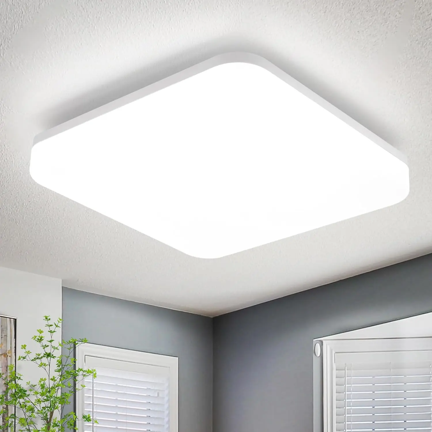 Deckenlampe LED Deckenleuchte Flach - 22CM Badezimmerlampe Eckig Badezimmer Deckenbeleuchtung IP54 Küchenlampe 18W Badlampe Decke Weiß Flurlampe 5000K für Badezimmer Küche Flur Schlafzimmer