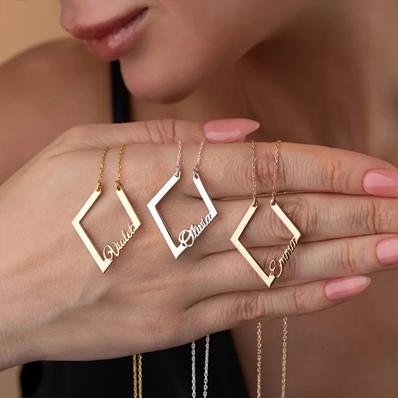 

Custom Name Necklace Personalized Gold Jewelry Diamond Style Elegant & Minimalist Stainless Steel Women's Jewelry Birthday Gift