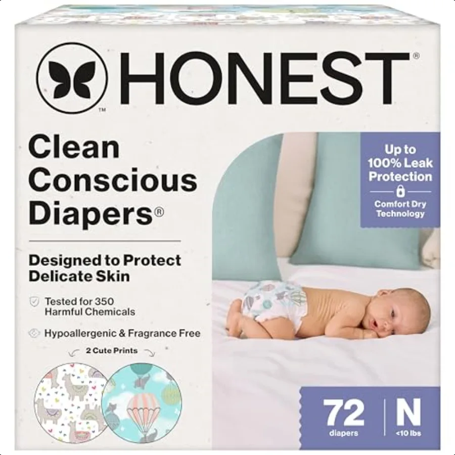 

Clean Conscious Diapers for Delicate Skin Up to 100 Leakproof Hypoallergenic Fragrance Free Gender Neutral Club Box Size Newbor