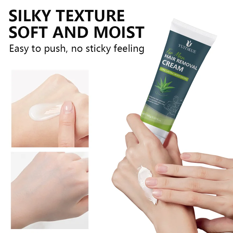 Hair Removal Cream for Men 100g - Gentle for Sensitive Skin, All Body Use, Long Lasting Moisturizing & Silky Smooth image 4