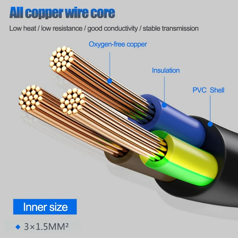 Cable de extensión de alimentación europeo, enchufe macho de 90 grados a hembra para PC, ordenador, PDU (0,3 M)