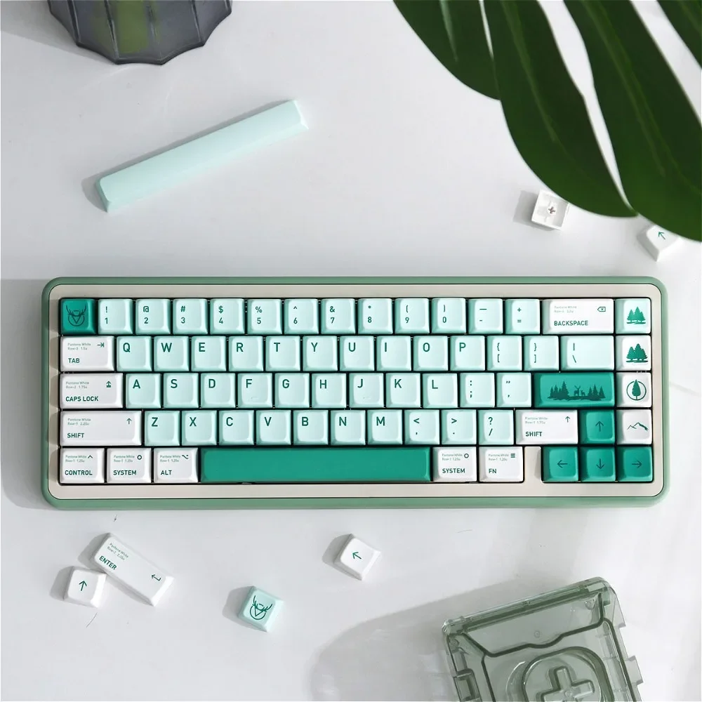 144 Keys, Misty Forest, Keycaps, Sublimation PBT MDA Keycaps for Gateron Cherry MX Switch Mechanical Keyboard