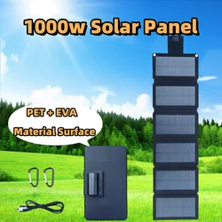 All-new 1000W Foldable Solar Panel USB TypeC Mobile Phone Charging Outdoor Hiking Camping Portable Battery Bank Christmas Gift
