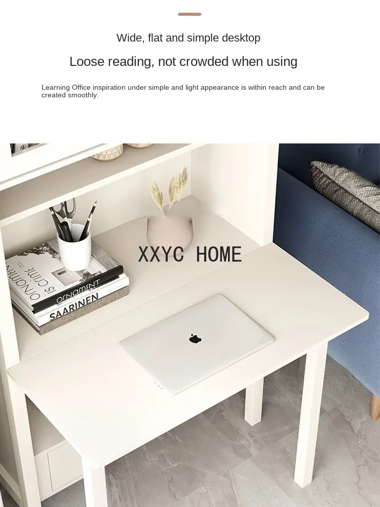 Bureau Boekenplank Geïntegreerd computerbureau Witte boekenkast Eendelige bureaukastcombinatie