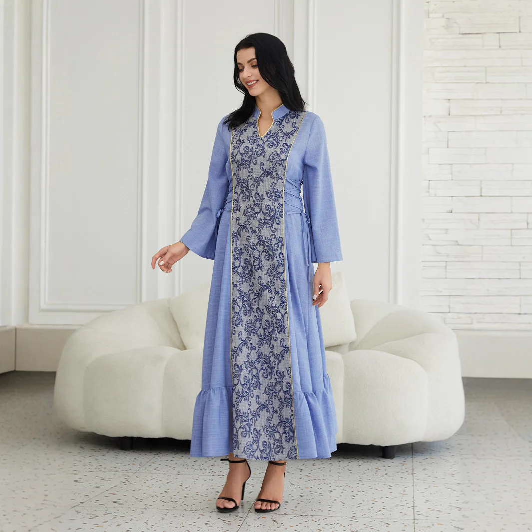 Muslim Islamic Luxury Abaya Embroidered Flower Hoodie Abaya Conservative Long Sleeve Abaya Designer Dubai Printed Robe 4