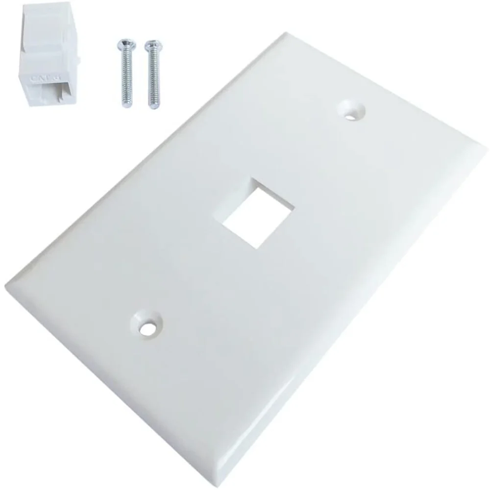 1-Port Ethernet Wall Plate, Keystone Jack Wall Plate With RJ45 Keystone Female To Female Inline Coupler Insert