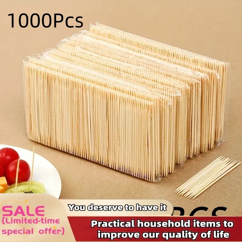  Home Teeth 1000PCS Disposable Double Headed Toothpicks Natural BambooHome Kitchen Restaurant Hotel Portable Cleaning Tool 