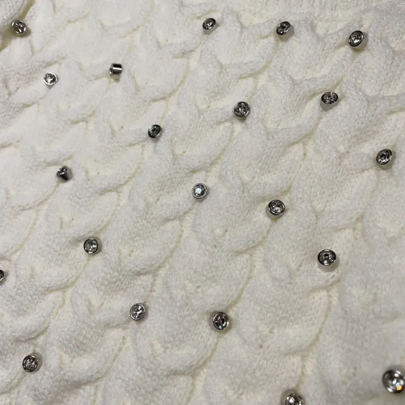 2024 Autumn Winter New Fashion Black Jumpers Diamond Studded By Hand Graceful And Fashionable Pullovers Sweater With Oversleeves