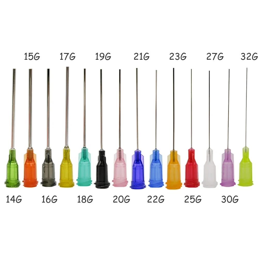 1000pcs 10G-30G 1.5 Inch Stainless Steel Dispensing Needle Spiral Mouth Glue Needle 38mm Dispensing Needle for Filling E-liquid