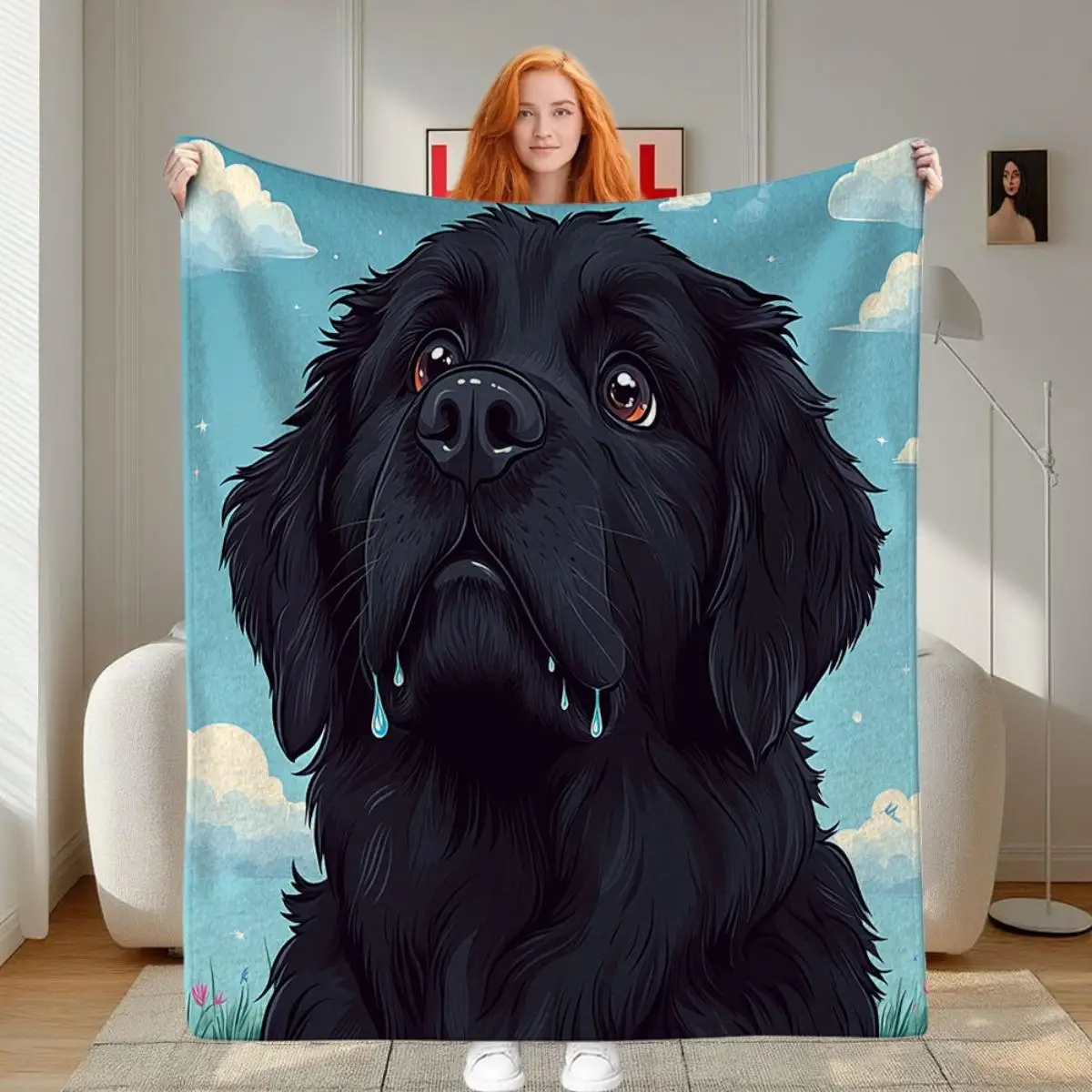 

Черное фланелевое одеяло с рисунком щенка лабрадора, подходящее для всех сезонов, подходящее для гостиной, офиса, дивана и путешествий.