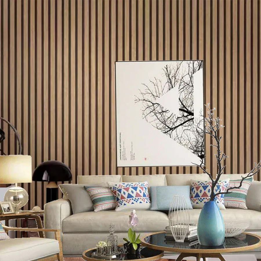 Wood Panel Peel and Stick Wallpaper Faux Wood Contact Paper Striped Wood Slat Self Adhesive Wall Paper for Bedroom Living Room