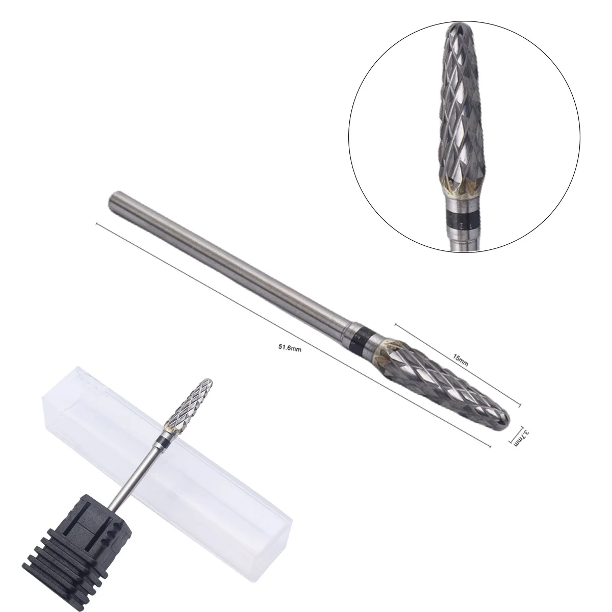 Brocas cónicas afiladas (corte cruzado) broca de carburo para uñas 3/32 rebabas de manicura para agujero perforado accesorio de equipo de decoración de uñas