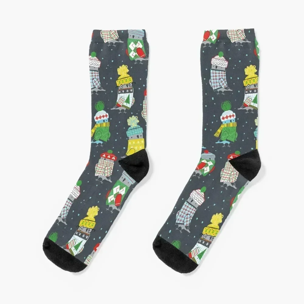 Christmas Pigeons - Dark background Socks basketball Wholesale Stockings man hip hop Socks Female Men's