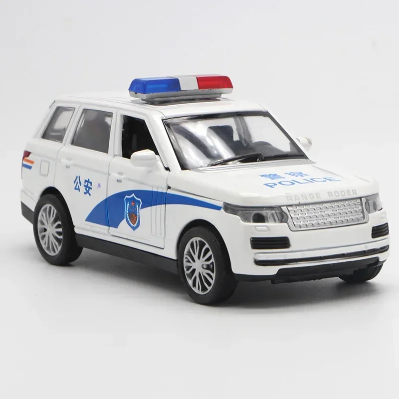 1:32 Rover Range Police Car High Simulation Alloy Car Model Open Door Boy Toy Pull Back Car Model E79