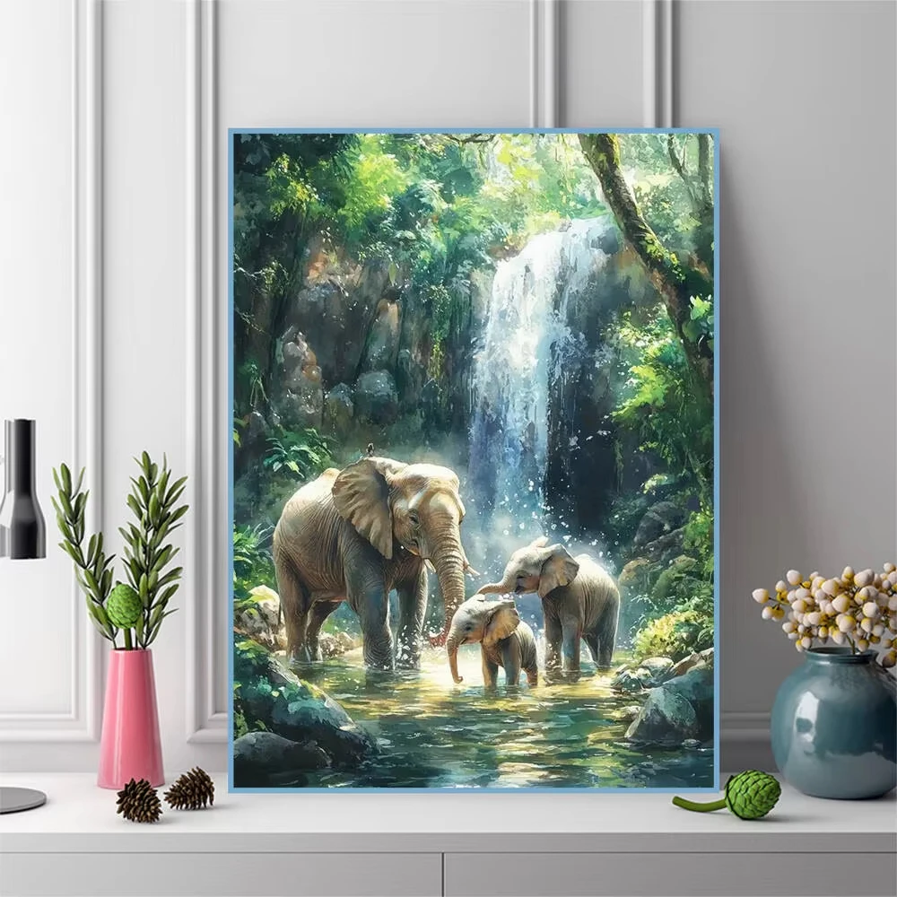 Jigsaw Puzzle Stunning Elephant Waterfall Wall Art For Adults Perfect For Family Game Night And Brain Exercise
