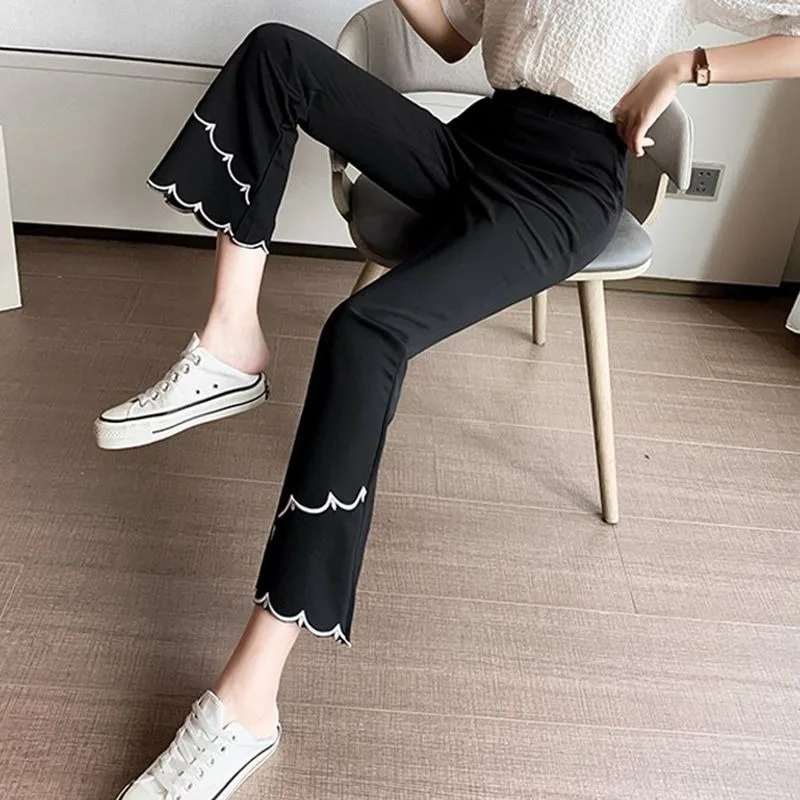 

Flared Wide-leg Pants Summer Thin New Loose High-waiste Large-size Casual Suit Pantalon Women's Fahion Design Black Trousers