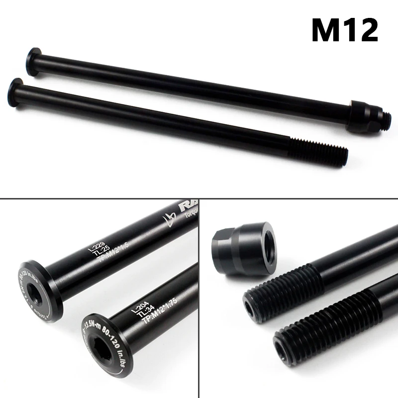 Bicycle Thru Axle Fatbike Axle Skewers Bike Hubs Tube Shaft Quick Release Front Rear Axle M12 M15 P1.5 P1.75 Bike Accessories