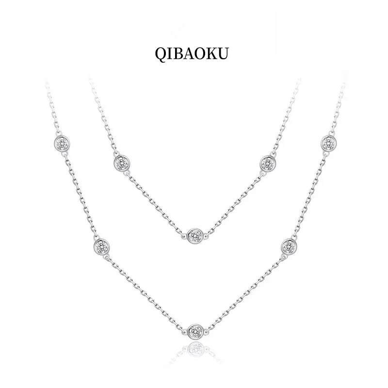 FCGJHW S925 Silver Necklace Chain Round 3.5mm D Color Moissanite Necklaces for Women Elegant Charms Fine Jewelry Pass Test 2026