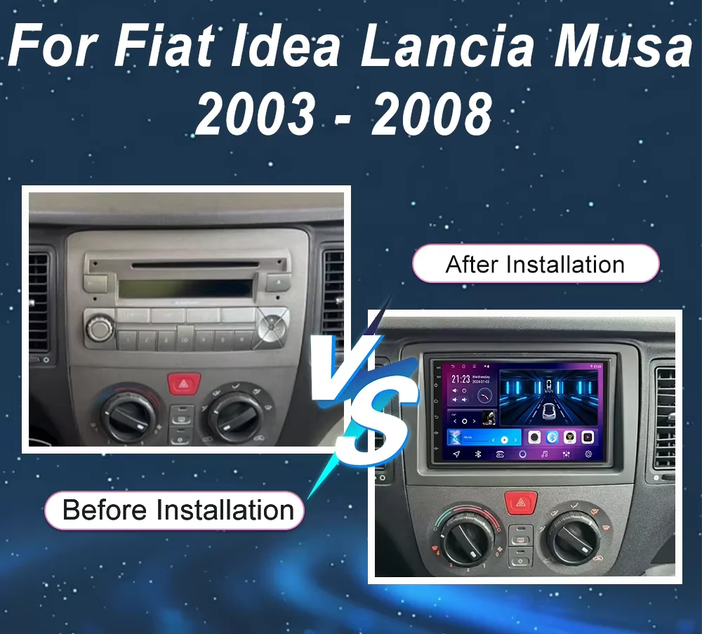 Car Radio Carplay For Fiat Idea Lancia Musa 2003-2008 Navigation GPS Android Auto Multimedia Player Wifi Bluetooth Video Display