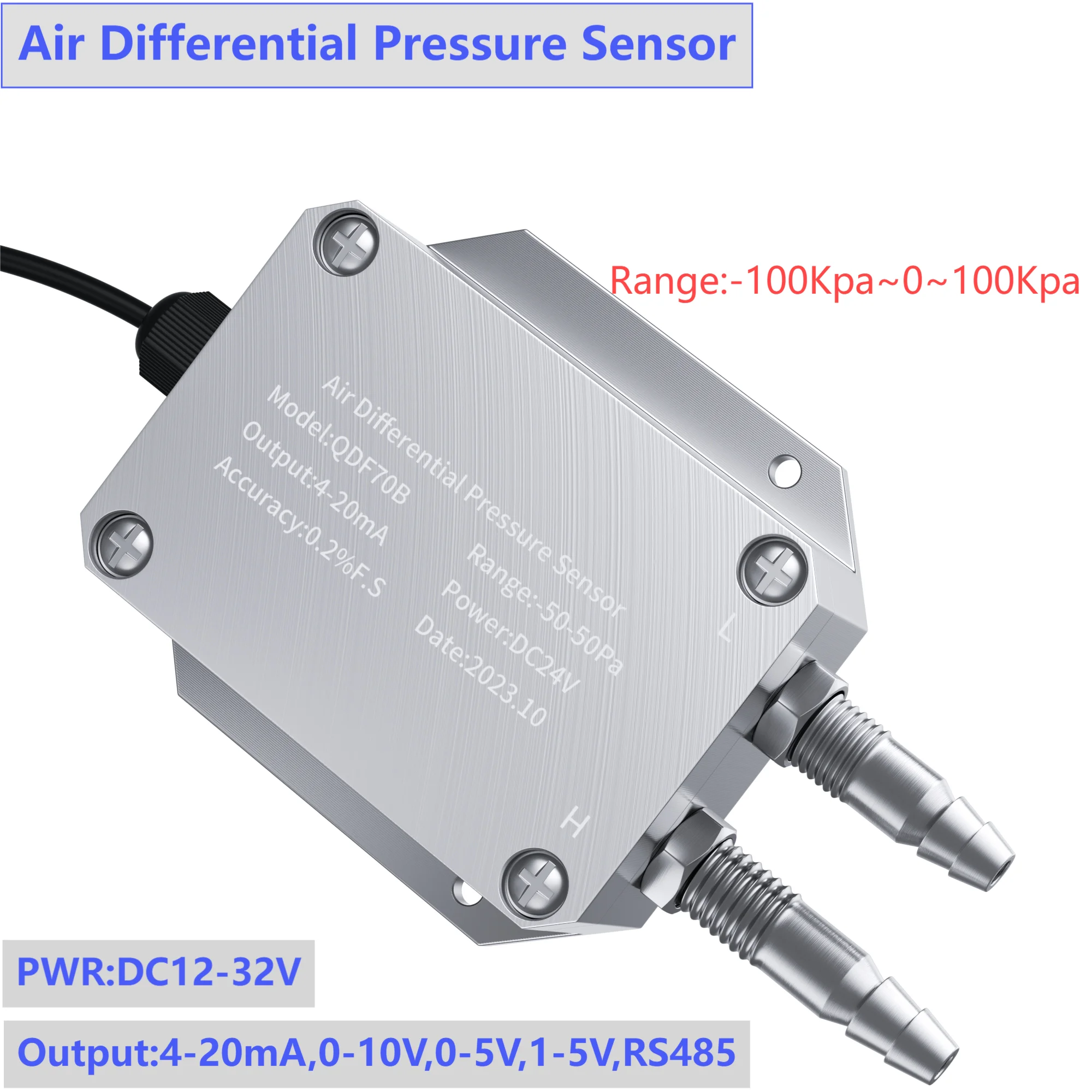 

1-5V Differential Pressure Transmitter 0-5V RS485 Wind Pressure Sensor 300Pa 5KPa 1Kpa Air Differential Pressure Transducer