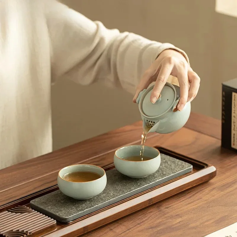 Heavy Bamboo Black Gold Stone Tea Tray Dessert Candy Tray Coffee Storage Board Coffeeware Teaware Dishes For Serving Tea Items