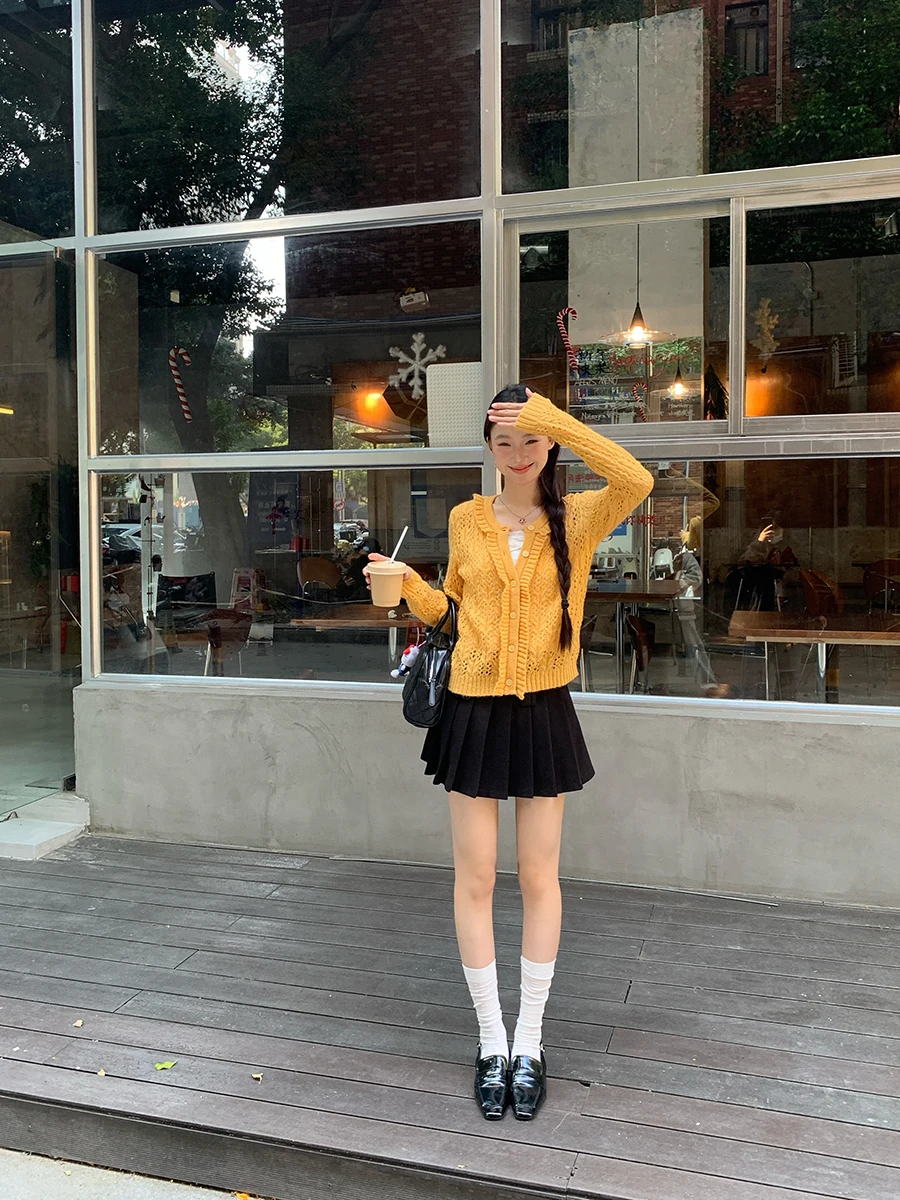 

G Sle женский вязаный свитер желтого цвета уникальная красивая верхняя одежда кардиган для поездок на работу Sle прямой крой повседневный крой