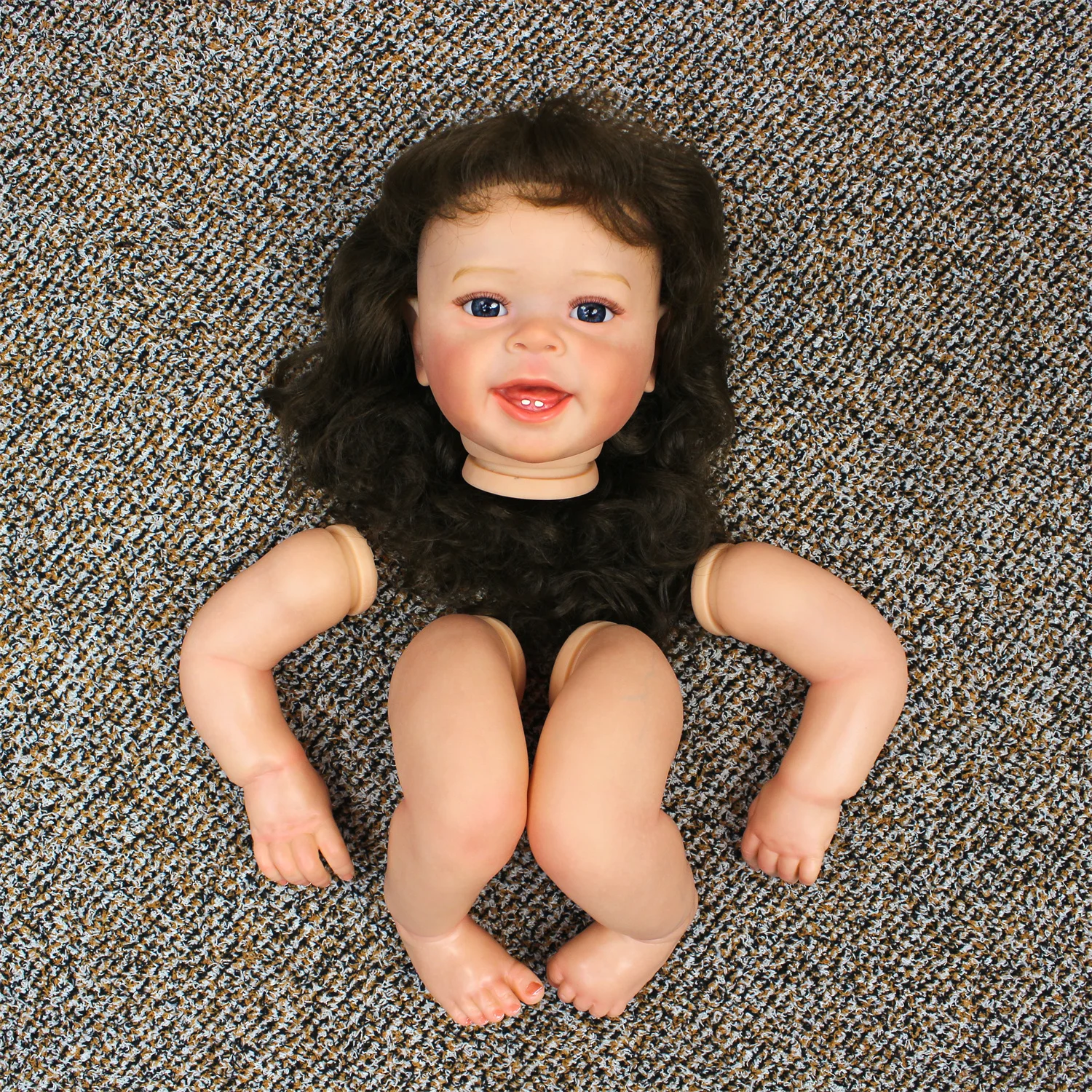 Cuddly Yannik 수제 인형 키트, 뿌리깊은 모발로 다시 태어난 미완성 DIY 인형 키트, 실물 같은 현실적인 다시 태어난 유아 인형, 22 인치