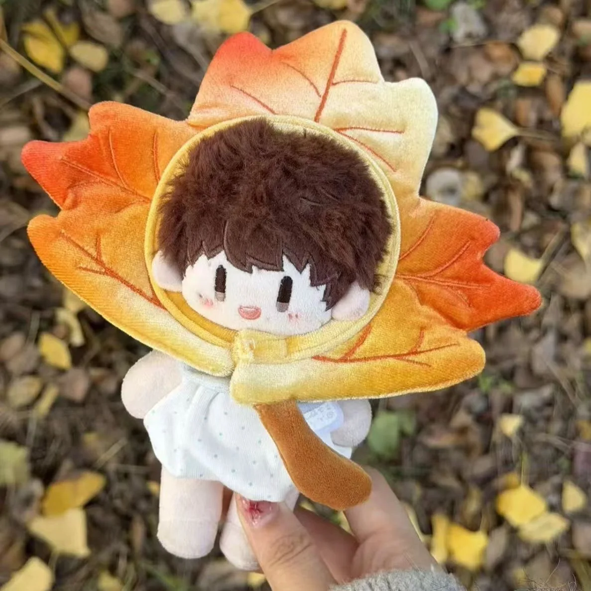 

10cm Cotton Doll Maple leaf Ginkgo Headwear Head Cover Clothes Cute Doll Dress Up Clothes Doll Plush Toy Hat Doll Accessories